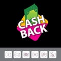 Vector cash back icon isolated on black background. Royalty Free Stock Photo