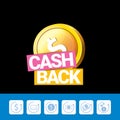 Vector cash back icon isolated on black background. Royalty Free Stock Photo