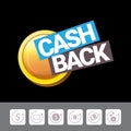 Vector cash back icon isolated on black background. Royalty Free Stock Photo