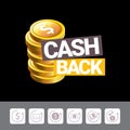 Vector cash back icon isolated on black background. Royalty Free Stock Photo