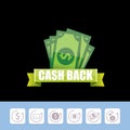 Vector cash back icon isolated on black background. Royalty Free Stock Photo