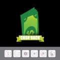 Vector cash back icon isolated on black background. Royalty Free Stock Photo