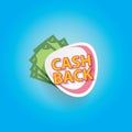 Vector cash back icon isolated on blue background. Royalty Free Stock Photo