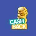 Vector cash back icon isolated on blue background. Royalty Free Stock Photo