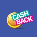 Vector cash back icon isolated on blue background. Royalty Free Stock Photo