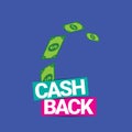 Vector cash back icon isolated on blue background. Royalty Free Stock Photo