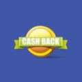 Vector cash back icon isolated on blue background. Royalty Free Stock Photo