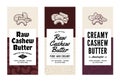 Vector cashew butter labels in modern style