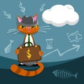 Vector cat businessman with briefcase making a deal