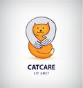 Vector cat care, pet shop illustration, logo.