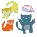 Vector cat collection. Cartoon design style