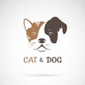 Vector of cat face and dog face design on a white background. Pets. Animal. Easy editable layered vector illustration Royalty Free Stock Photo