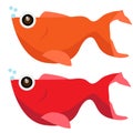 Vector Catoon Fish Colour Orange and red