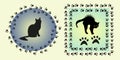 Vector cats frames of paws - day and night