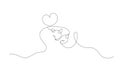 Vector Cats Heart Symbol Tales One Line Continuous Line, Black Single Line Drawing Isolated on White Background, Love Royalty Free Stock Photo
