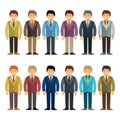 Vector caucasian office worker or businessman character set in cartoon flat style Royalty Free Stock Photo