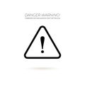 Vector Caution Danger Warning Sign, Triangle and Exclamation Point, Black and White Icon.