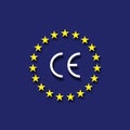 Vector CE mark, Vector CE symbol on flag Europe