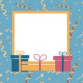 Vector celebrating frame template with gifts