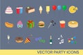 Vector Celebration Icons, Event Icons, Birthday Party Icon Set. Royalty Free Stock Photo