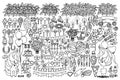 Vector celebration objects set. Black white illustration Royalty Free Stock Photo