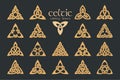 Vector celtic trinity knot. 18 items. Ethnic ornament. Geometric Royalty Free Stock Photo