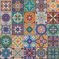 Vector ceramic portuguese tiles seamless pattern background