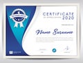 Vector certificate template, blue abstract background