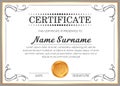 Vector certificate template with golden frame.