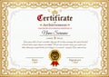 Vector certificate template with golden vintage ornament Royalty Free Stock Photo