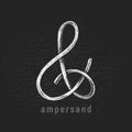 Vector chalk ampersand hand-drawn on grunge blackboard