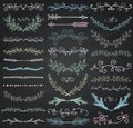 Vector Chalk Drawing Floral Dividers, Arrows, Swirls