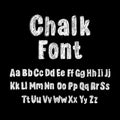 Vector Chalk Drawn Alphabet, Hand Drawn Font Template, School Concept, Type Set Isolated on Black Background. Royalty Free Stock Photo
