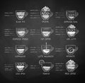 Chalk drawn sketches collection of coffee recipes Royalty Free Stock Photo