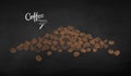 Vector chalk drawn sketch of pile of coffee beans