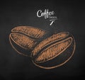 Vector chalk drawn sketch of two coffee beans