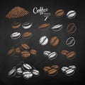 Vector chalk drawn sketches set of coffee beans Royalty Free Stock Photo