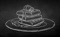 Vector chalk illustration of Waffles on plate Royalty Free Stock Photo