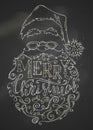 Vector chalk Merry Christmas Lettering on blackboard background.