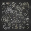 Vector chalk set of love icons and signs. Royalty Free Stock Photo