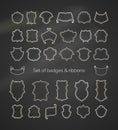 Vector chalk shields and ribbons on blackboard background. Royalty Free Stock Photo