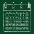 Vector Chalk Sketch Loose-leaf Calendar Royalty Free Stock Photo