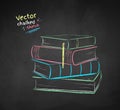 Vector chalked illustration of pile of books