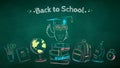 Vector chalked poster with education symbols