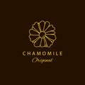 Vector chamomile logo design templates and emblem. Beauty and cosmetics oils - chamomile. Natural chamomile. Logo in linear style