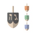 Vector chanukah dreidels in various colors