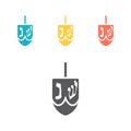 Vector chanukah dreidels in various colors Vector sign for web graphic.