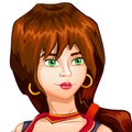 Vector character avatar of girl pirate on isolated