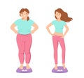 Vector about Character big fat woman for lose weight lifestyle health care Royalty Free Stock Photo