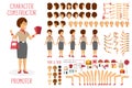 Vector character constructor set for woman promoter in flat style